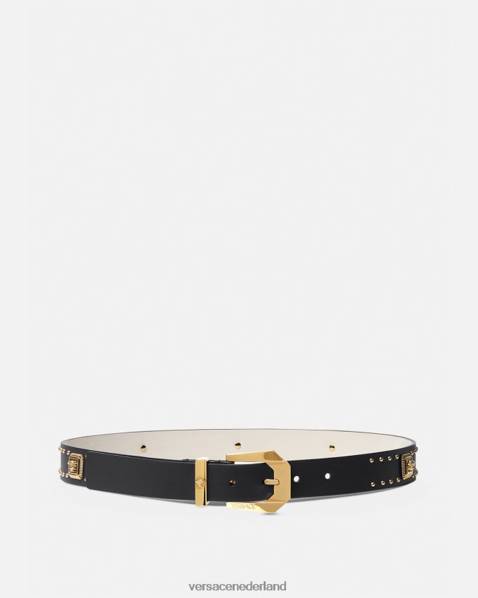 Versace Medusa Heritage leren riem met studs vrouwen zwart accessoires J2T4F4535