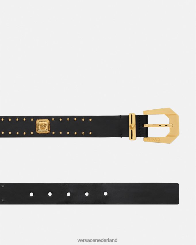 Versace Medusa Heritage leren riem met studs vrouwen zwart accessoires J2T4F4535