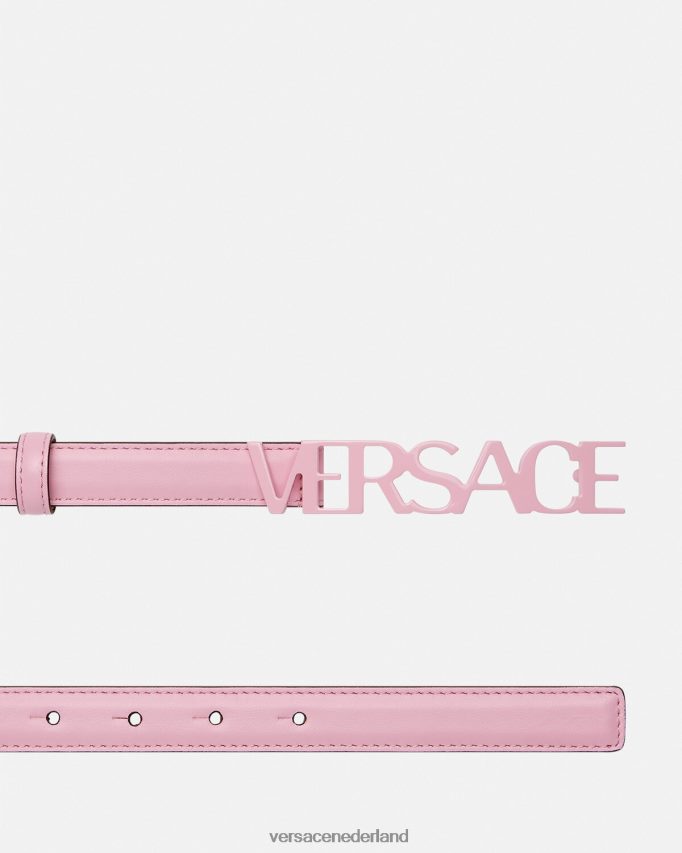 Versace dunne leren riem met logo vrouwen roze accessoires J2T4F4550