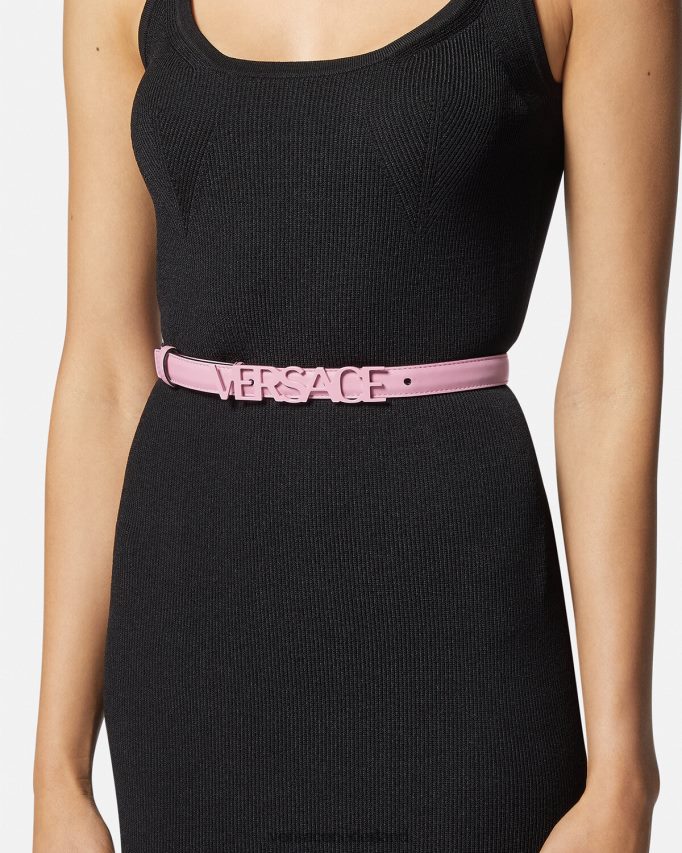 Versace dunne leren riem met logo vrouwen roze accessoires J2T4F4550