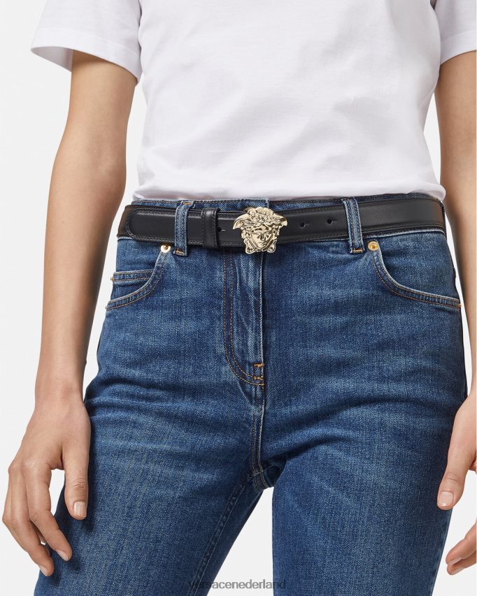 Versace leren riem van la medusa vrouwen zwart accessoires J2T4F4525
