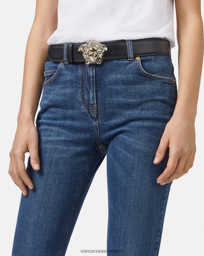 Versace leren riem van la medusa vrouwen zwart accessoires J2T4F4526