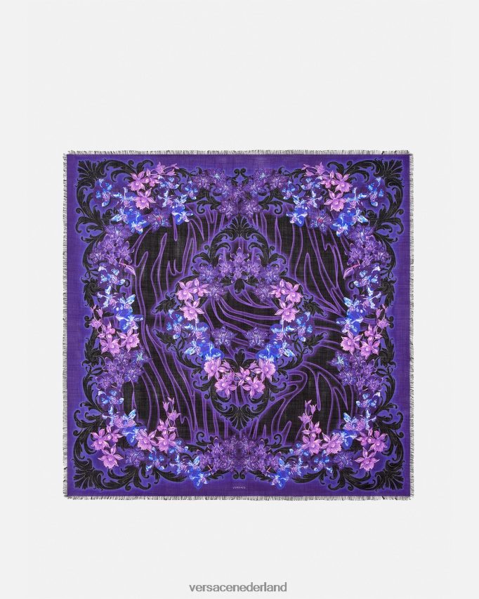 Versace Orchidee barocco sjaal van wolmix vrouwen violet & afdrukken accessoires J2T4F4924
