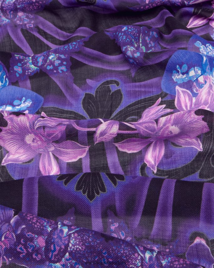 Versace Orchidee barocco sjaal van wolmix vrouwen violet & afdrukken accessoires J2T4F4924