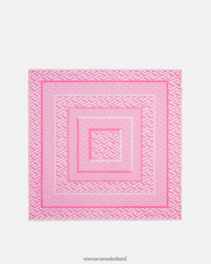 Versace la greca sjaal met franjes vrouwen roze accessoires J2T4F4925