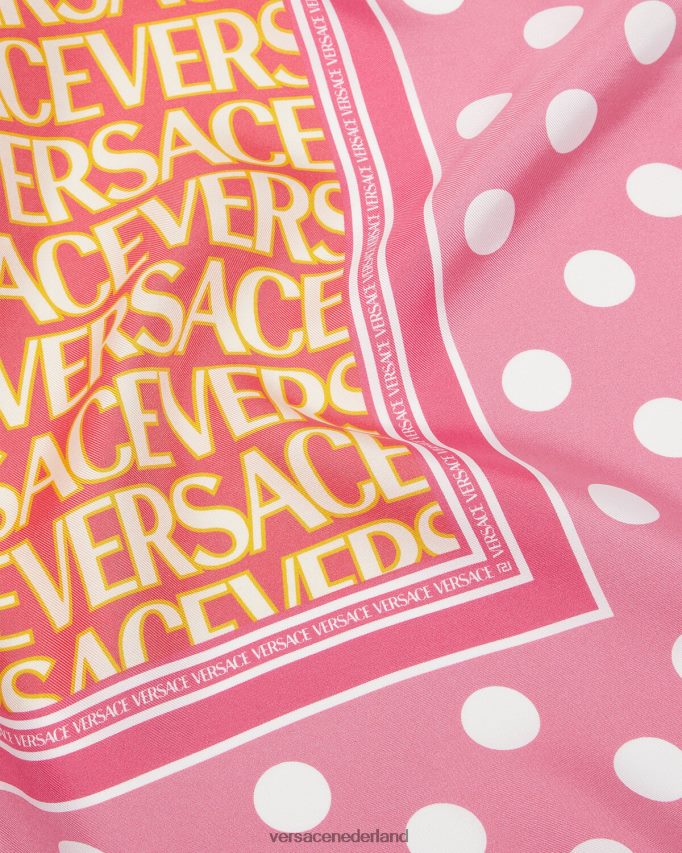 Versace geheel zijden zijden sjaal vrouwen roze en wit accessoires J2T4F4885