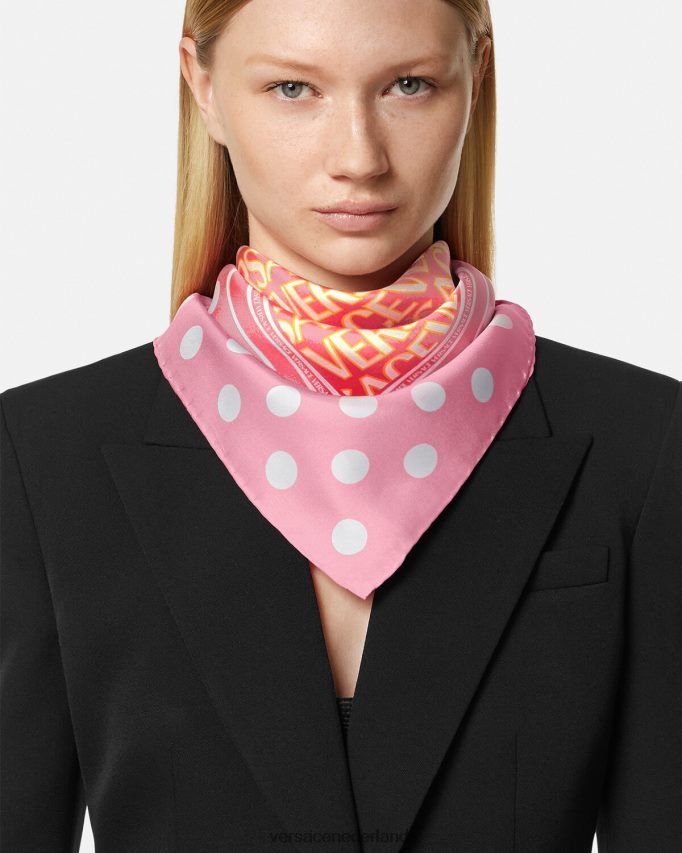 Versace geheel zijden zijden sjaal vrouwen roze en wit accessoires J2T4F4885