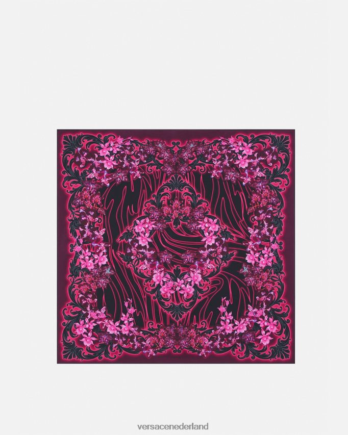 Versace orchidee barocco grote zijden sjaal vrouwen fuchsia & print accessoires J2T4F4918