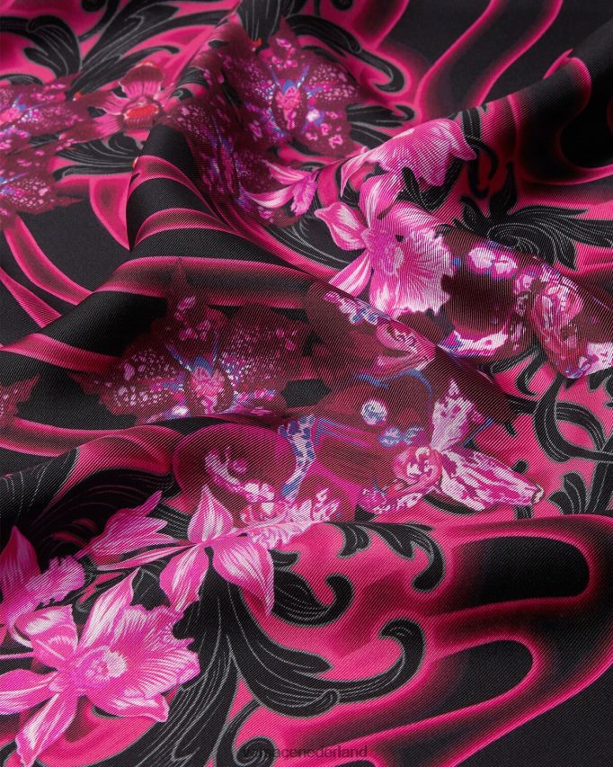Versace orchidee barocco grote zijden sjaal vrouwen fuchsia & print accessoires J2T4F4918