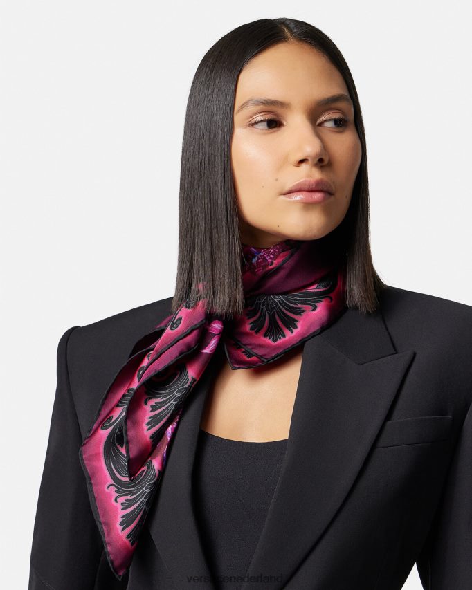 Versace orchidee barocco grote zijden sjaal vrouwen fuchsia & print accessoires J2T4F4918