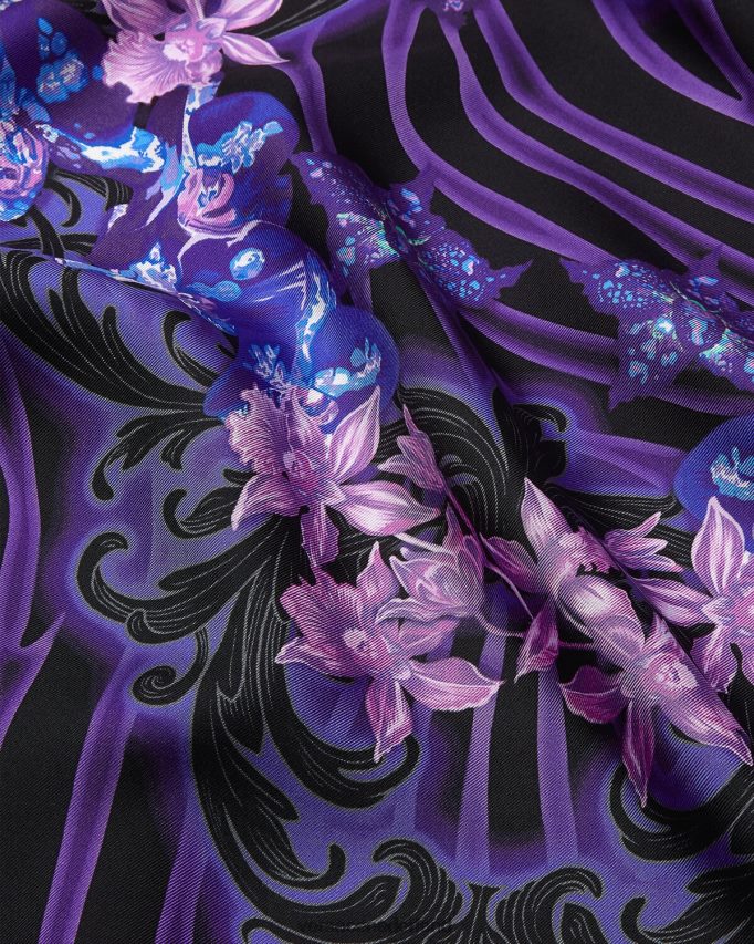 Versace orchidee barocco grote zijden sjaal vrouwen violet & afdrukken accessoires J2T4F4919