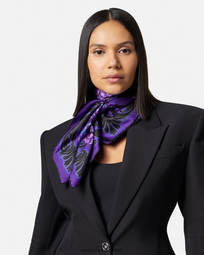 Versace orchidee barocco grote zijden sjaal vrouwen violet & afdrukken accessoires J2T4F4919
