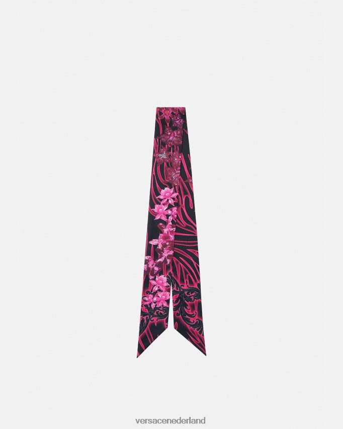 Versace orchidee barocco zijden sjaal stropdas vrouwen fuchsia & print accessoires J2T4F4922