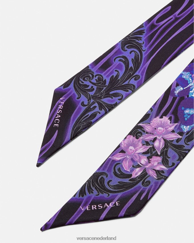 Versace orchidee barocco zijden sjaal stropdas vrouwen violet & afdrukken accessoires J2T4F4923