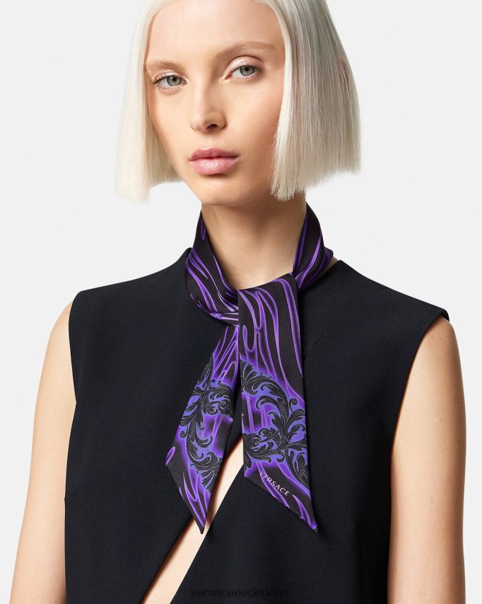 Versace orchidee barocco zijden sjaal stropdas vrouwen violet & afdrukken accessoires J2T4F4923