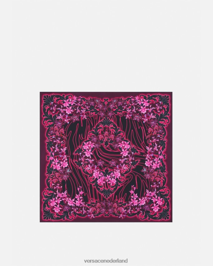 Versace orchidee barocco zijden sjaal vrouwen fuchsia & print accessoires J2T4F4920