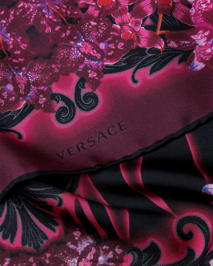 Versace orchidee barocco zijden sjaal vrouwen fuchsia & print accessoires J2T4F4920
