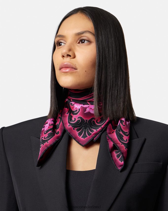 Versace orchidee barocco zijden sjaal vrouwen fuchsia & print accessoires J2T4F4920