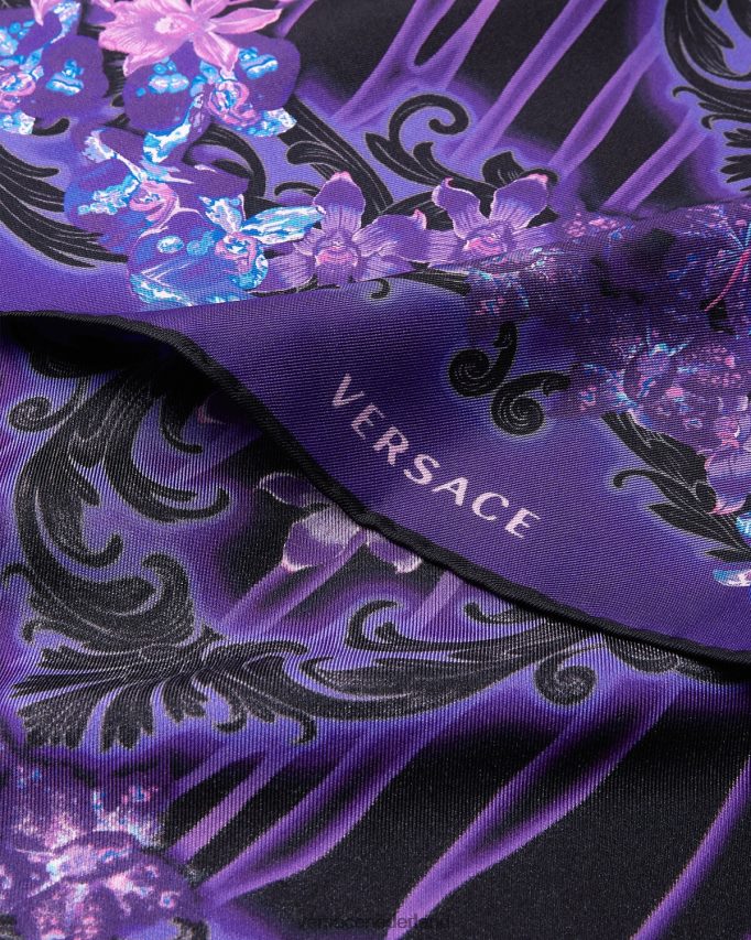 Versace orchidee barocco zijden sjaal vrouwen violet & afdrukken accessoires J2T4F4921