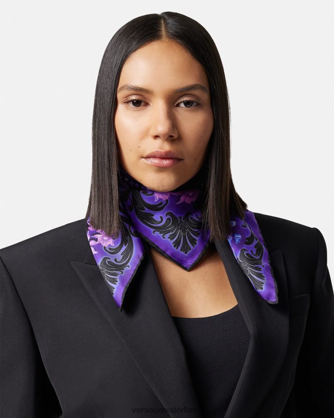 Versace orchidee barocco zijden sjaal vrouwen violet & afdrukken accessoires J2T4F4921