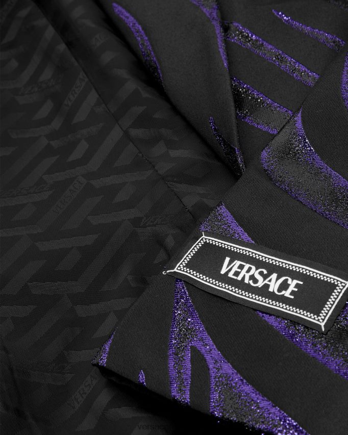 Versace Blazer met enkele rij knopen en zebraprint vrouwen print & violet kleding J2T4F4114