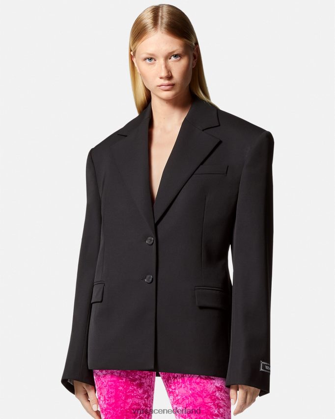 Versace Blazer met enkele rij knopen vrouwen zwart kleding J2T4F4112