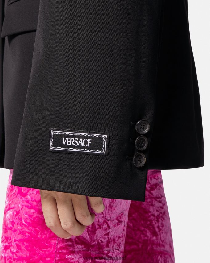 Versace Blazer met enkele rij knopen vrouwen zwart kleding J2T4F4112