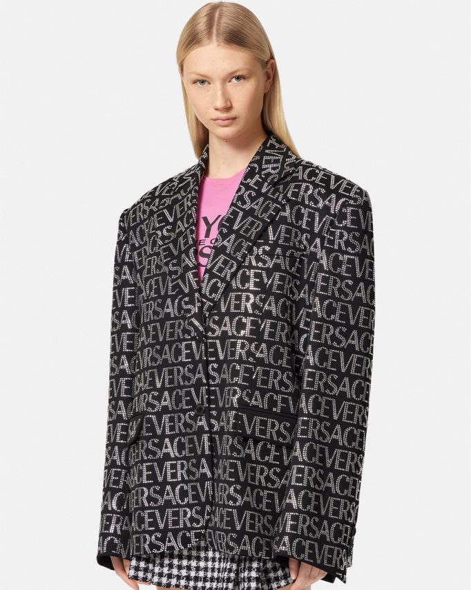 Versace Blazer met kristallen all-over vrouwen één kleur kleding J2T4F4115