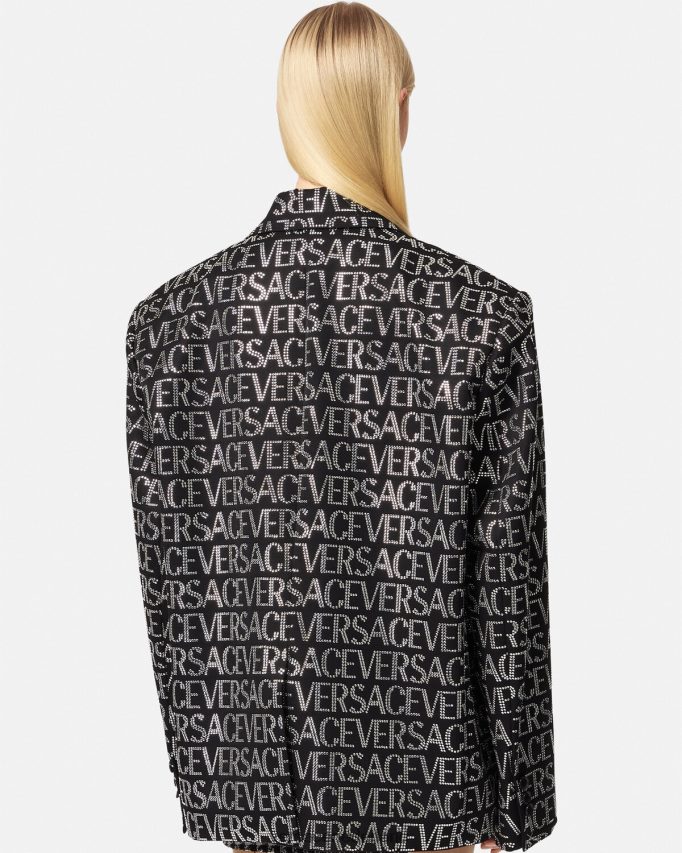 Versace Blazer met kristallen all-over vrouwen één kleur kleding J2T4F4115