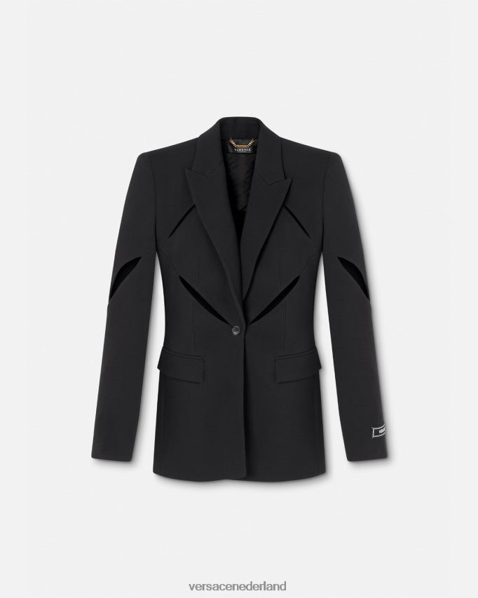 Versace Gesneden blazer met enkele rij knopen vrouwen zwart kleding J2T4F4111