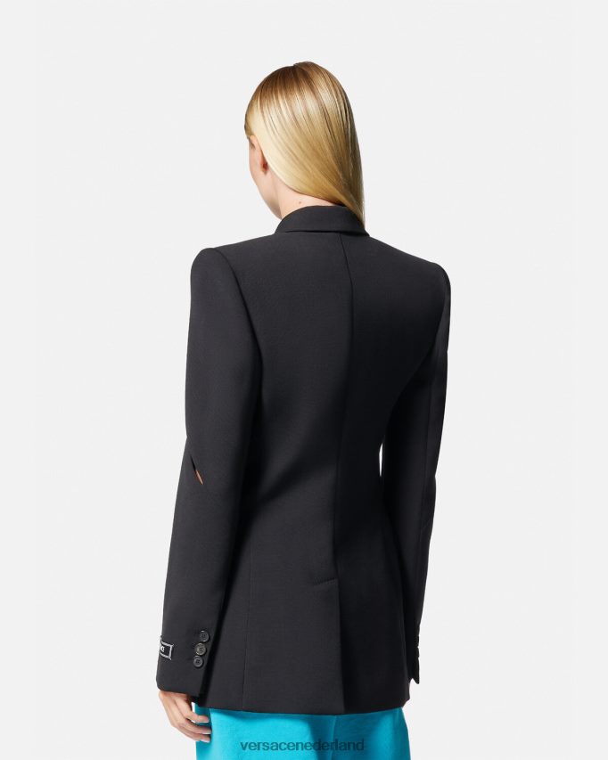 Versace Gesneden blazer met enkele rij knopen vrouwen zwart kleding J2T4F4111