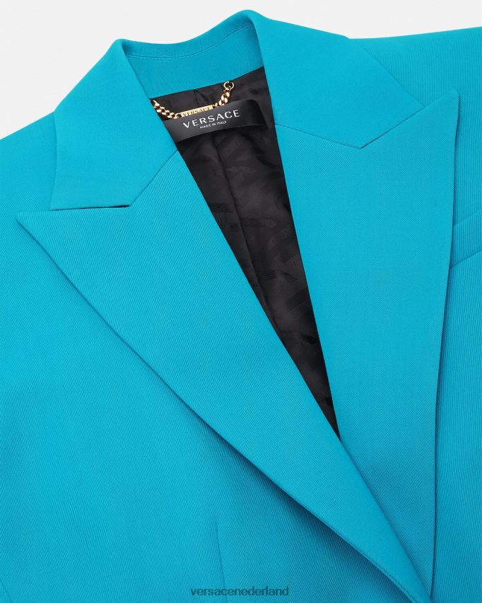 Versace Medusa blazer met enkele rij knopen vrouwen lichtblauw kleding J2T4F4117