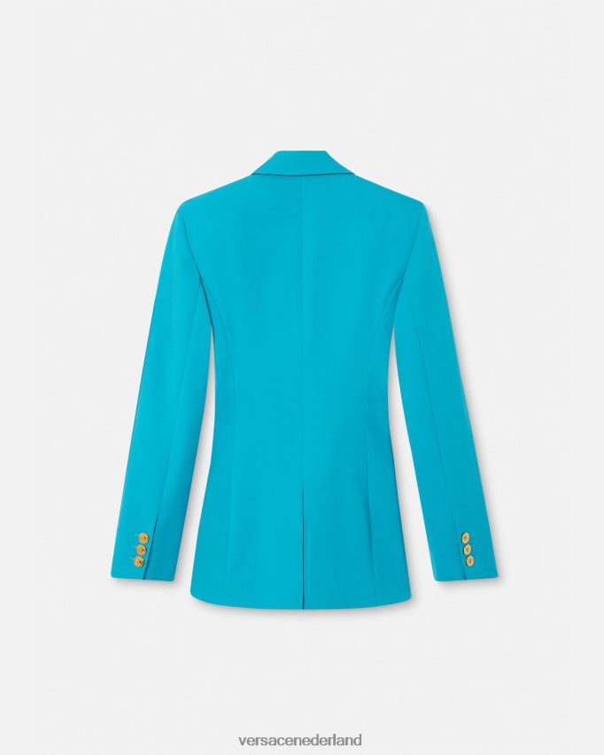 Versace Medusa blazer met enkele rij knopen vrouwen lichtblauw kleding J2T4F4117