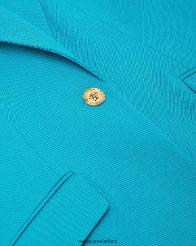 Versace Medusa blazer met enkele rij knopen vrouwen lichtblauw kleding J2T4F4117