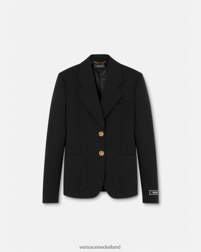 Versace Medusa blazer met enkele rij knopen vrouwen zwart kleding J2T4F4107