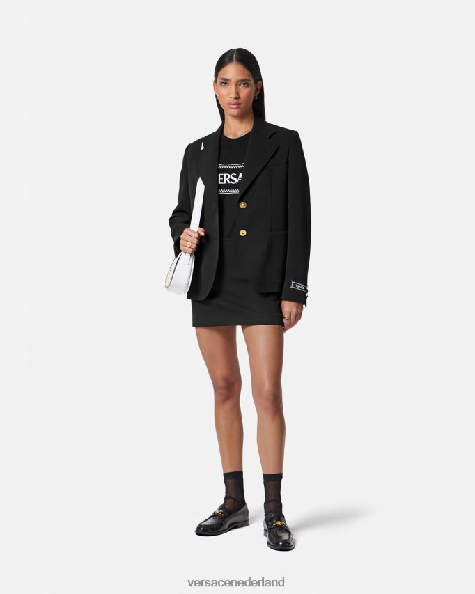 Versace Medusa blazer met enkele rij knopen vrouwen zwart kleding J2T4F4107