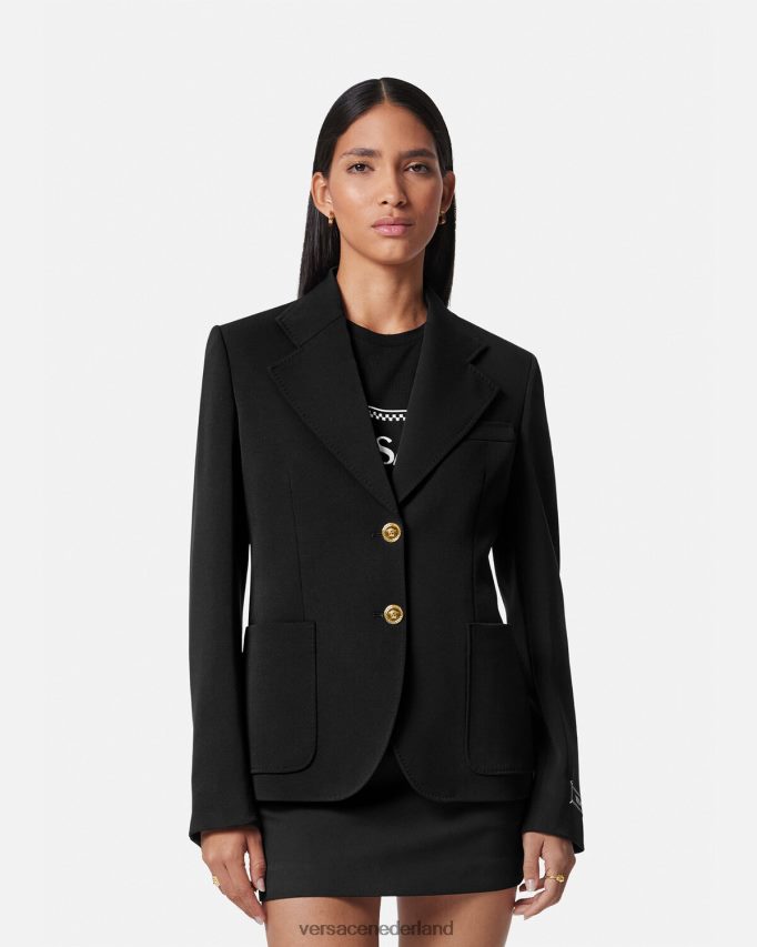 Versace Medusa blazer met enkele rij knopen vrouwen zwart kleding J2T4F4107