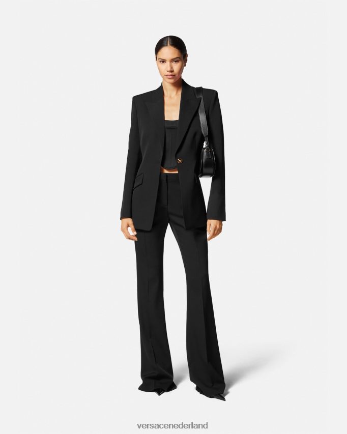 Versace Medusa blazer met enkele rij knopen vrouwen zwart kleding J2T4F4109