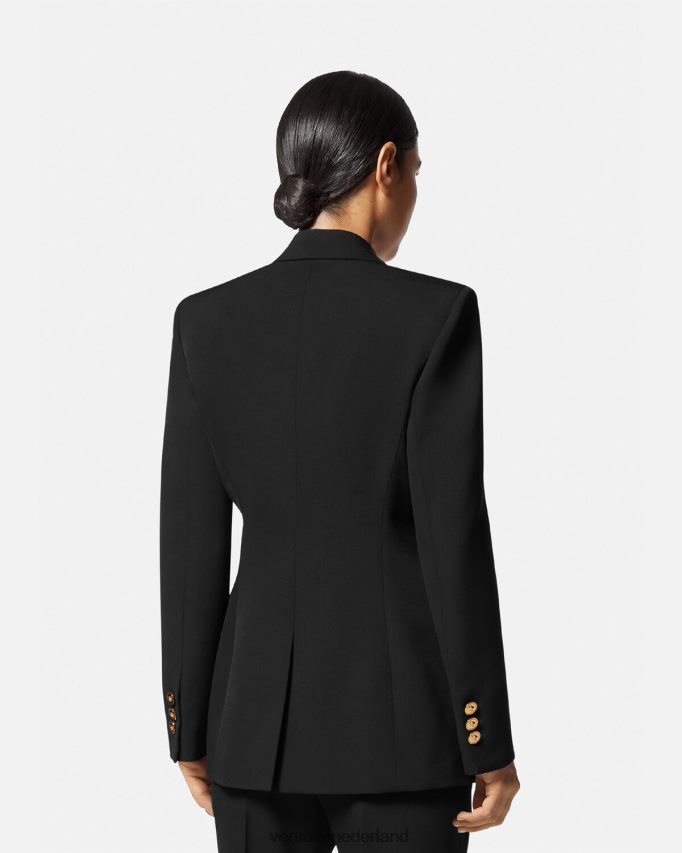 Versace Medusa blazer met enkele rij knopen vrouwen zwart kleding J2T4F4109