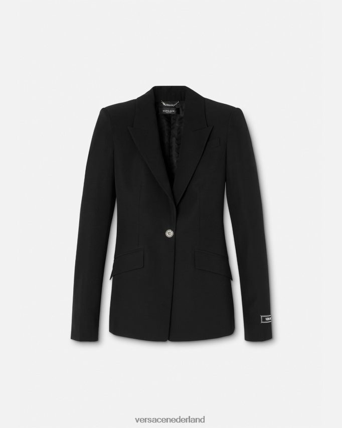 Versace Medusa blazer met enkele rij knopen vrouwen zwart kleding J2T4F4110
