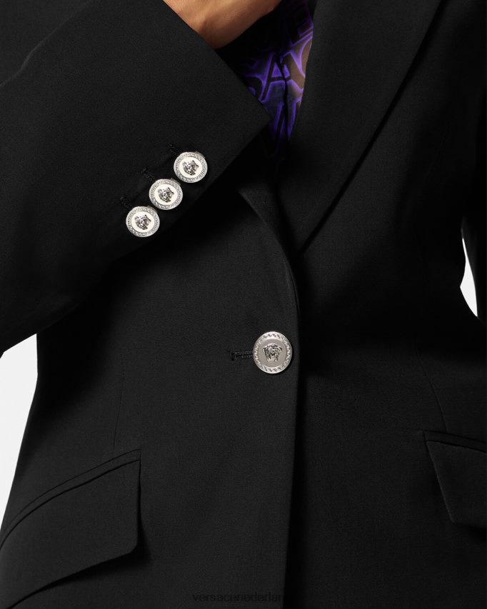 Versace Medusa blazer met enkele rij knopen vrouwen zwart kleding J2T4F4110