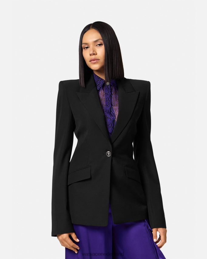 Versace Medusa blazer met enkele rij knopen vrouwen zwart kleding J2T4F4110