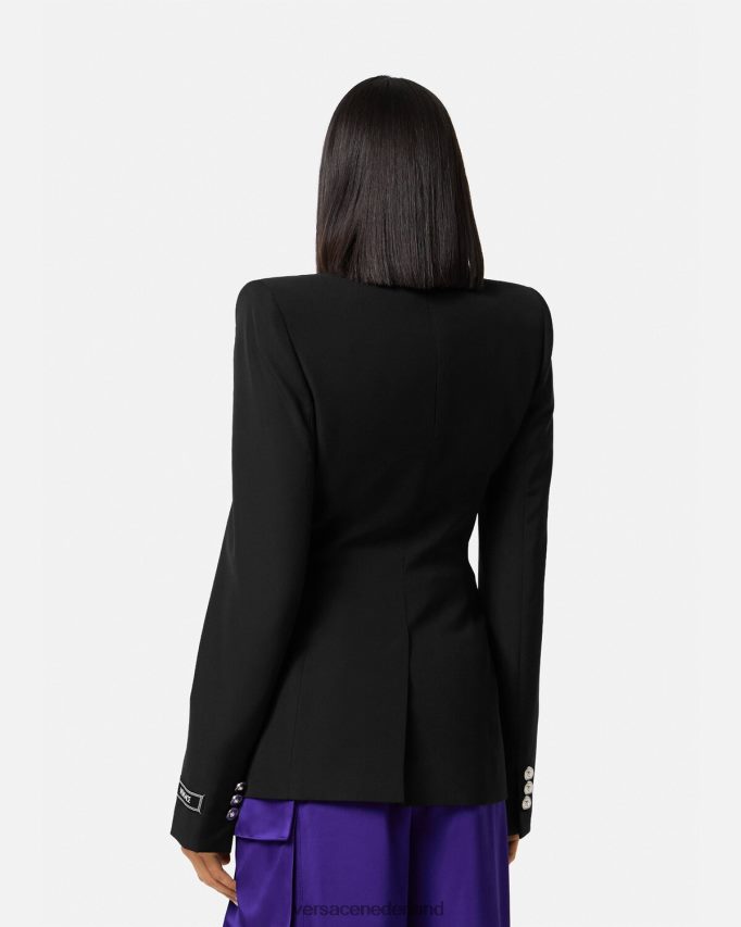 Versace Medusa blazer met enkele rij knopen vrouwen zwart kleding J2T4F4110