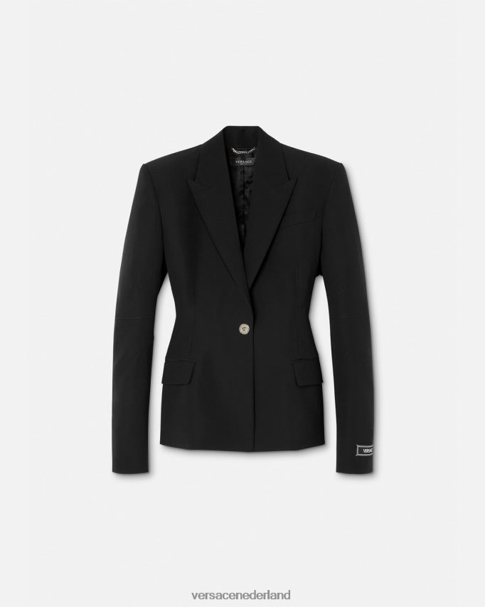 Versace Medusa blazer met enkele rij knopen vrouwen zwart kleding J2T4F4116