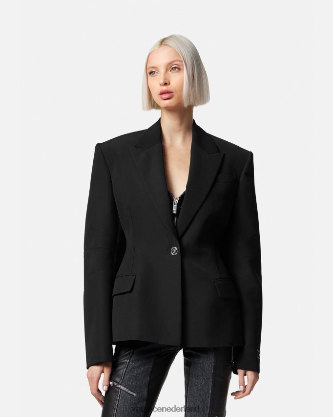 Versace Medusa blazer met enkele rij knopen vrouwen zwart kleding J2T4F4116
