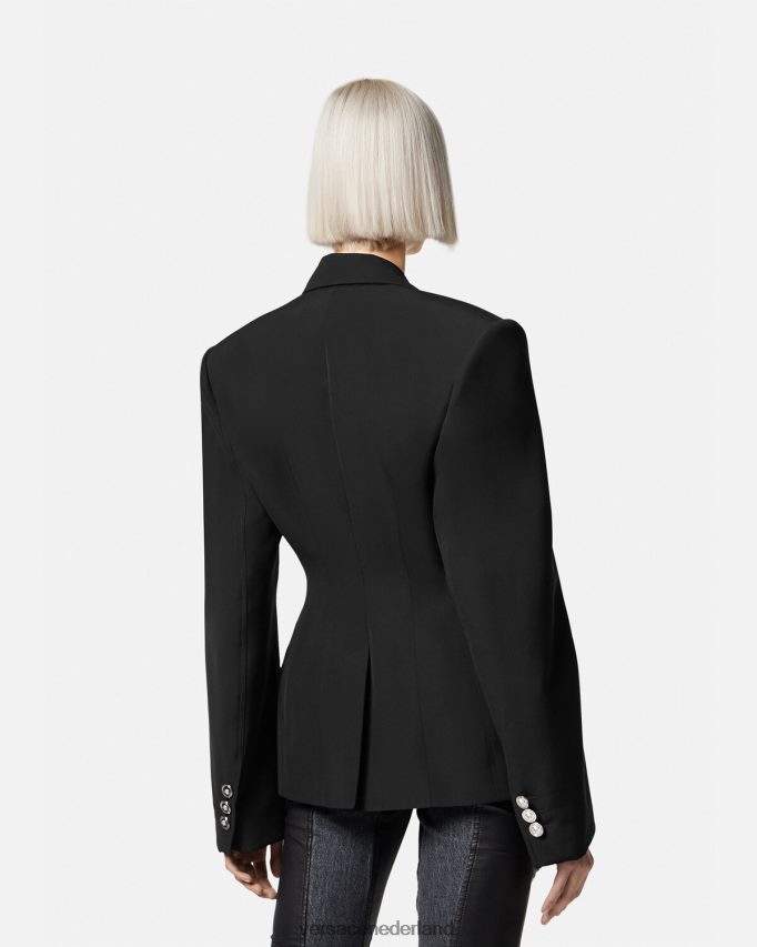 Versace Medusa blazer met enkele rij knopen vrouwen zwart kleding J2T4F4116