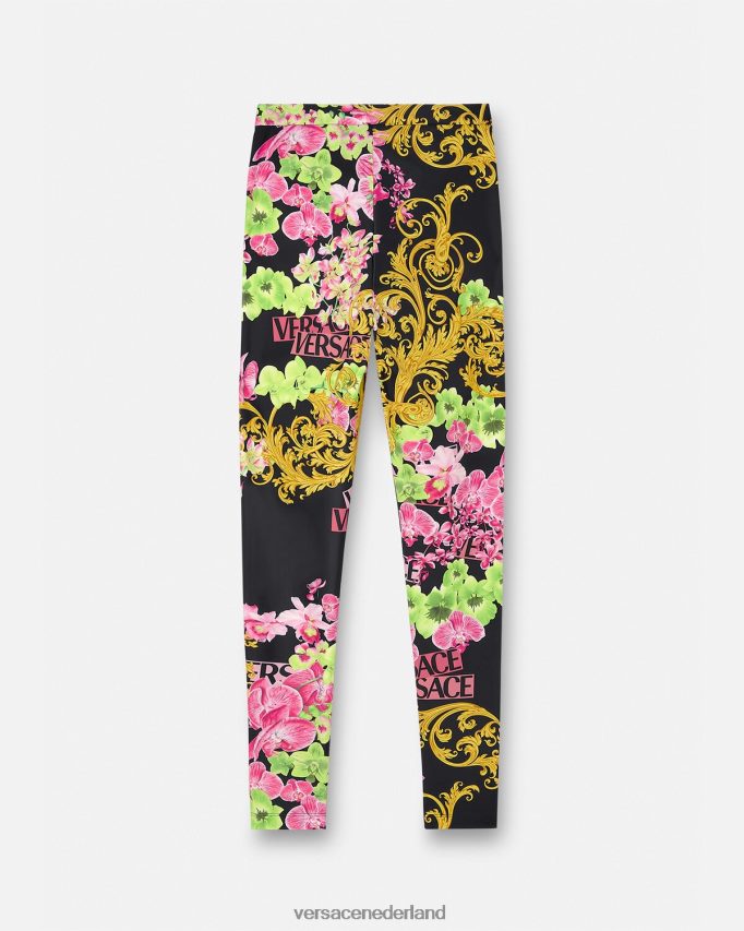 Versace Medusa orchidee legging vrouwen zwart en afdrukken kleding J2T4F4221