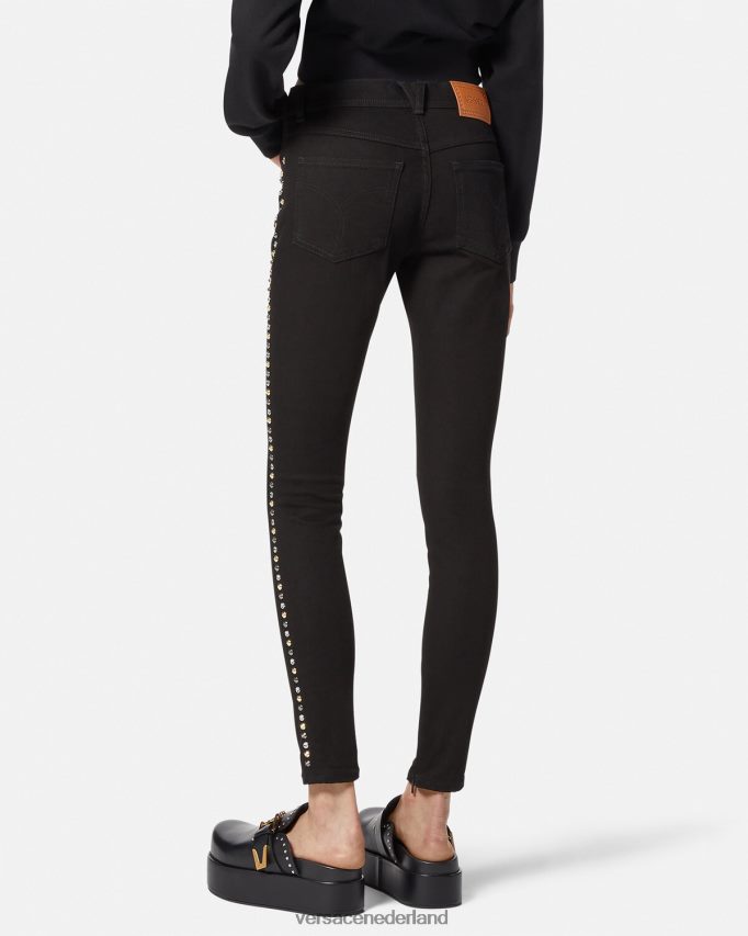 Versace Skinny jeans met medusa studs vrouwen zwart kleding J2T4F4214
