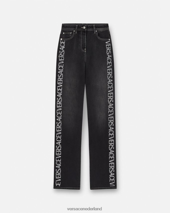 Versace all-over jeans van kristal vrouwen zwart kleding J2T4F4213