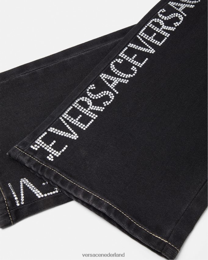 Versace all-over jeans van kristal vrouwen zwart kleding J2T4F4213